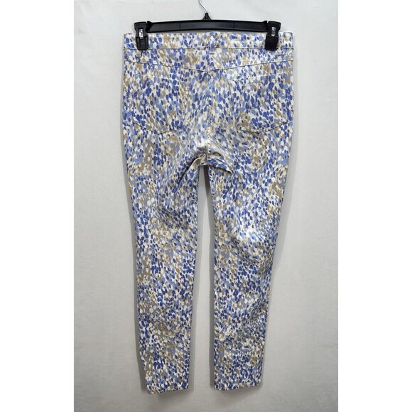 J.Mclaughlin Lexi Jeans Pants Womens 10 Watercolor Blue Tan White Print Stretch - Picture 6 of 10